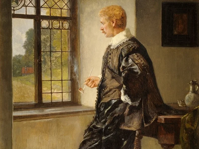 1851-August Holmberg - Interno con nobile fumatore